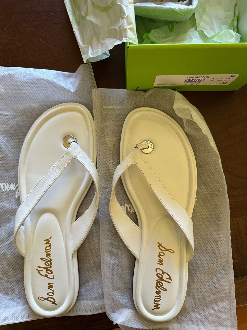 Sam Edelman White Leather Thong Sandals